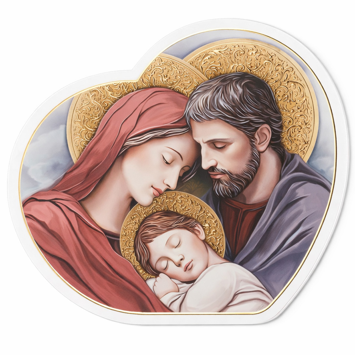 Icoana Sfanta Familie 20.5x18 cm cu Foita de Aur