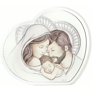 Icoana Sfanta Familie cu Foita de Argint 20.5x18 cm