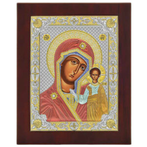 Icoana Maicii Domnului Kazan Argint 24x32 cm Color