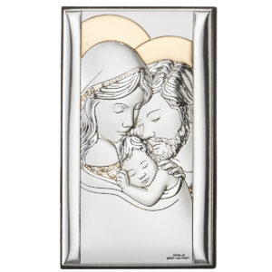 Icoana Sfanta Familie Argint 12x20 cm Auriu