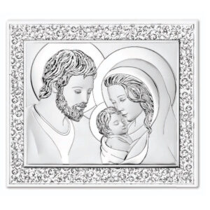 Icoana cu Sfanta Familie 38x33 cm cu Foita de Argint